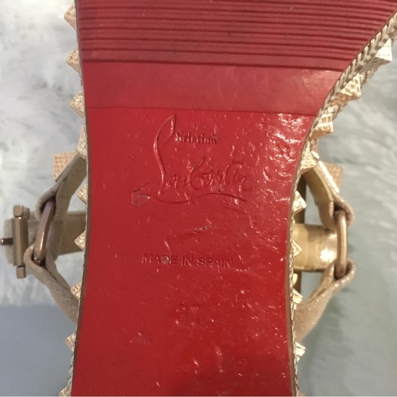 Christian Louboutin Beige Studded Sandals - Picture 6 of 12